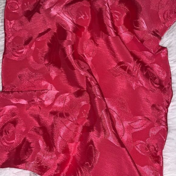 Vintage Pink Floral Imprinted Satin Hand Stitched Long Scarf Wrap 9.5”X45” - Picture 3 of 12